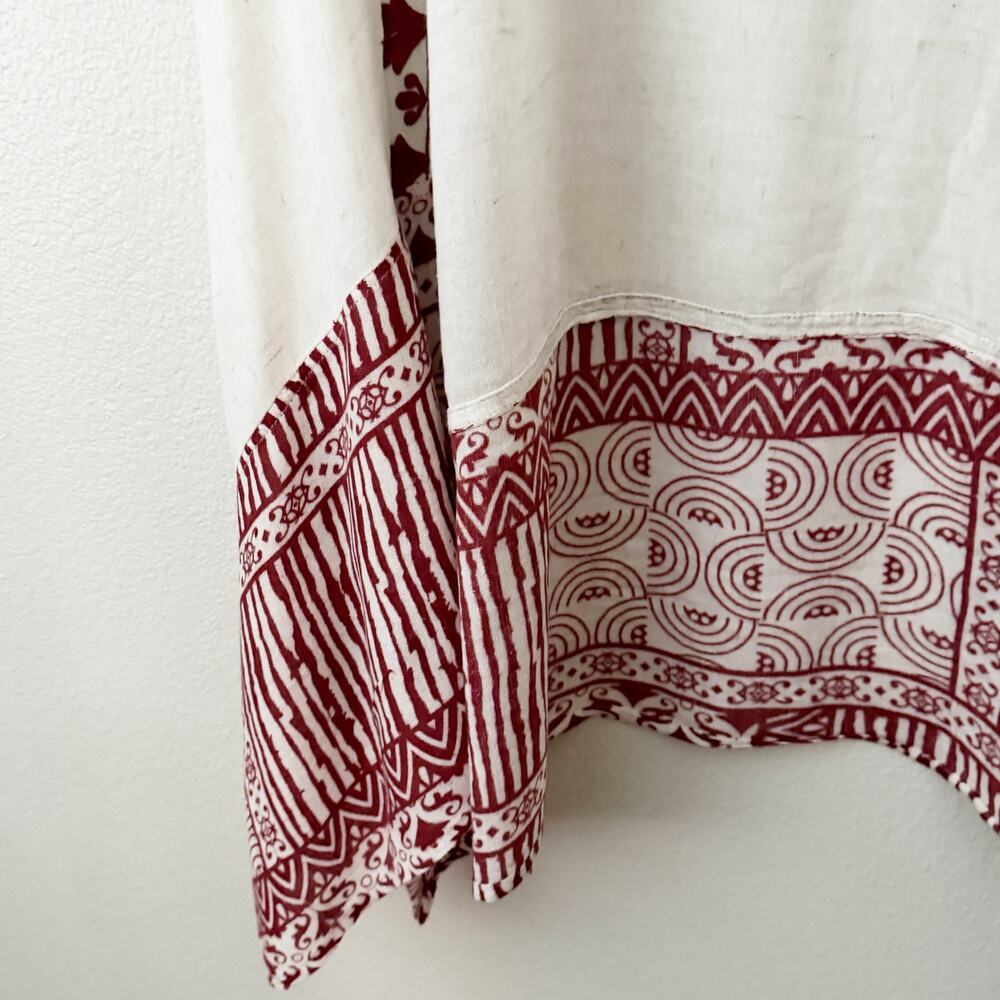 CHICO’S | White Red Embroidered Boho Print Open Front Vest Kimono | Small Medium - Picture 5 of 8